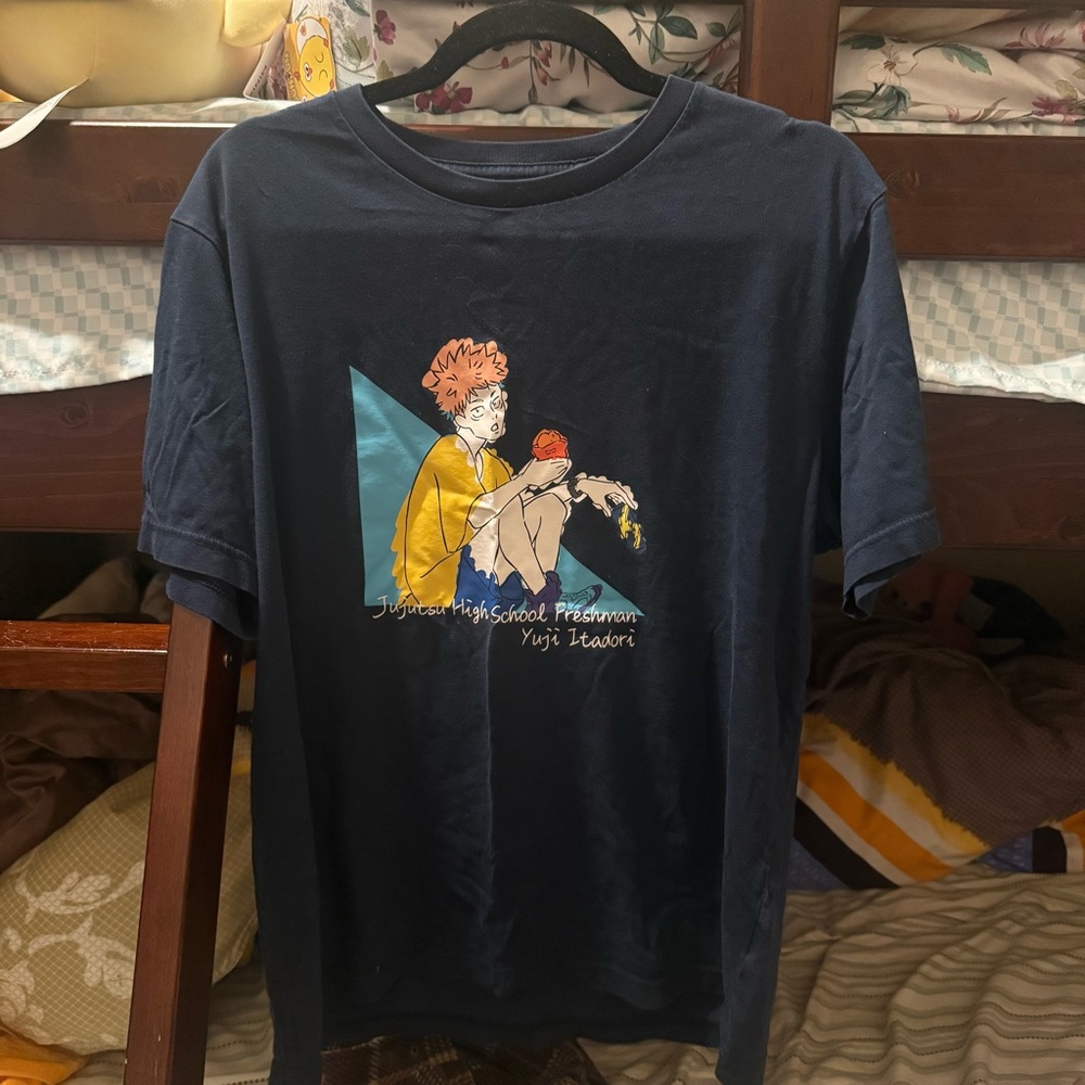 Navy Graphic T-Shirt with Anime Design JJK